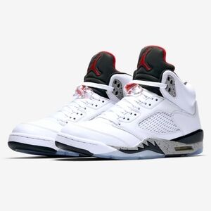 Nike Air Jordan 5 Retro White-Cement-Black-Red 2017 Sz12